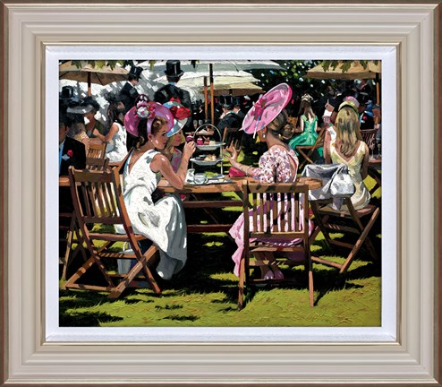 Afternoon Tea at Ascot by Sherree Valentine Daines - Framed Canvas on Board